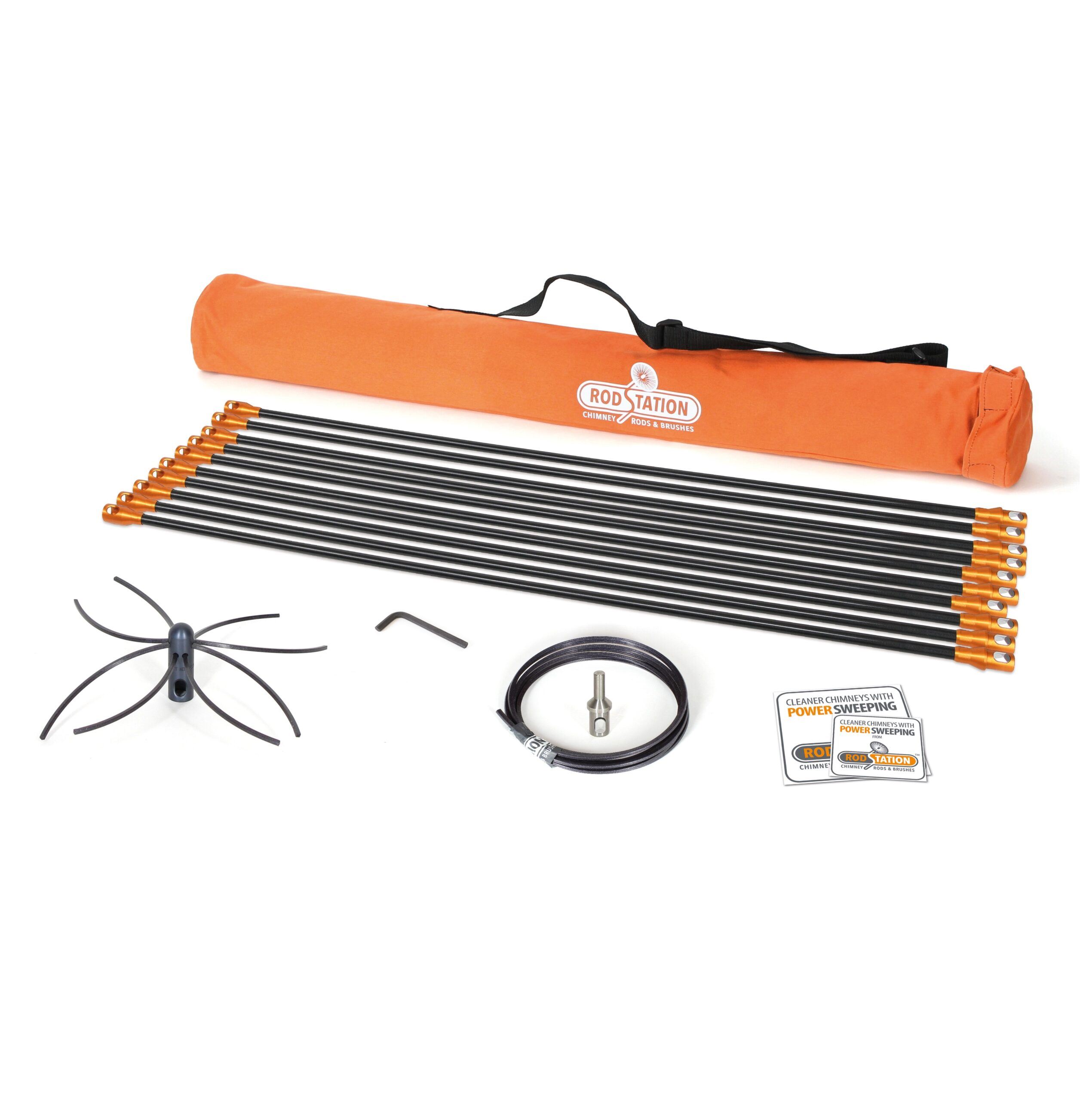 Flexible Liner Power Sweeping Kit with Manual Chimney Brush